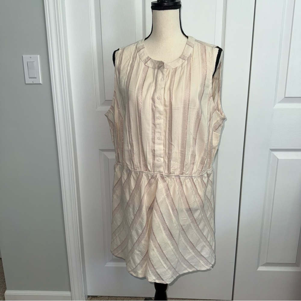 NWT Lane Bryant Metallic Striped Sleeveless Peplum Tunic‎ Top Plus Size 16